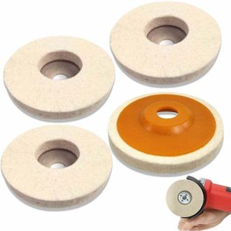 OEM Juego De 4 Discos De Pulido De 125 Mm De Di&aacute;metro Para Amoladoras Angulares, Di&aacute;metro Del Orificio De 22 Mm, Rueda De Pulido De Fieltro De Lana Para V