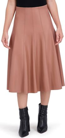 Ookie & Lala Supersoft Faux Leather Flounce Midi Skirt in Mocha at Nordstrom Rack, Size X-Large