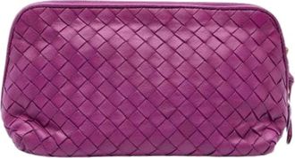 Bottega Veneta Pre-owned Clutches, female, Purple, Size: ONE SIZE Pre-owned Leather Pouch