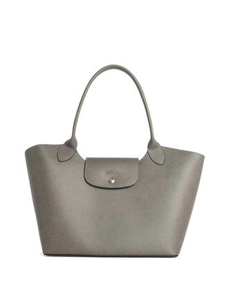 Longchamp L Shoulder Bag In Dove-Gray Leather
