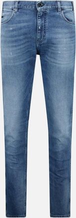 Emporio Armani Mens Emporio Armani J16 Slim-Cut Stonewashed Jeans in Blue - Size: 28/32