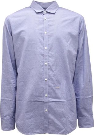 Dsquared2 Blauw Micro Patroon Shirt - Heren - Casual Overhemden - Blauw - M - Overhemden