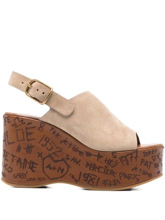 Chlo&eacute; Maxime sandals - women - Calf Suede/Calf Leather/Rubber - 39 - Neutrals
