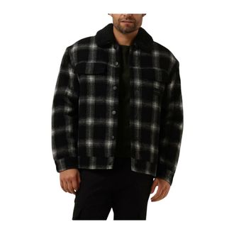Calvin Klein Check Sherpa Trucker Jacket - Heren - Zomerjassen - Veelkleurig - S - Wol - Jassen