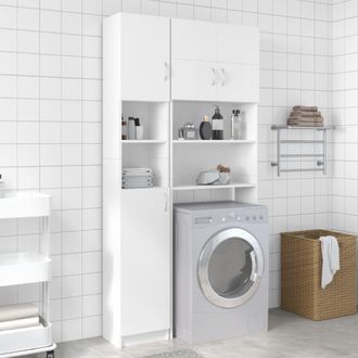 vidaXL Armario De Ba&ntilde;o Madera De Ingenier&iacute;a Blanco 32x25,5x190 Cm Vidaxl