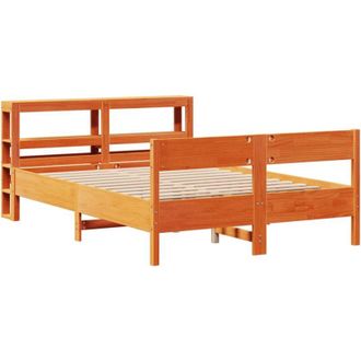 vidaXL Vidaxl - Cama Sin Colch&oacute;n Madera Maciza De Pino Marr&oacute;n Cera 140x190 Cm