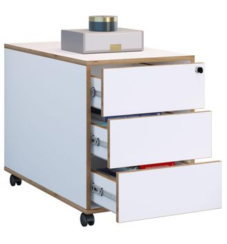 VCM Roll Container Contenedor Lateral Con Tres Cajones Dimensiones Aprox. Al. 50 X An. 39 X T. 70 Cm Envase De Oficina Con Cerradura - Salia (blanco) - Vc