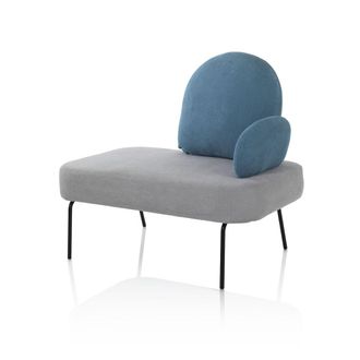 Aquadesign Banco de metal y tela gris y celeste