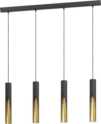 Eglo Eglo - Lampadario a Sospensione Moderno Barbotto Acciaio Nero Oro 4 Luci Gu10 4,5W