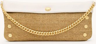 Hammitt Hammitt Invitation Clutch Calla Lily White Raffia Brushed Gold Hammered