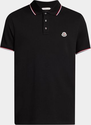 Moncler Mens Striped-Trim Polo Shirt