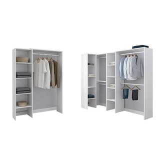 Dmora Armario Grande Comano, Ropero Dormitorio 13 Estantes, Colgador, Modular, 369x187h Cm Blanco