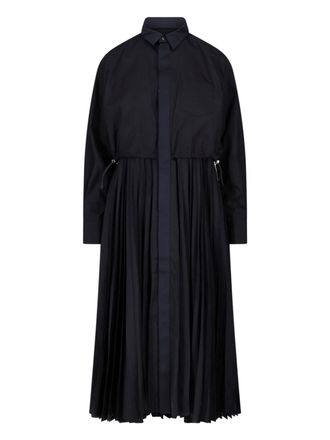 sacai Abito Midi In Popeline Plissettato