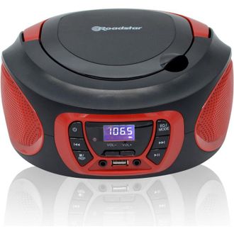 Roadstar Cdr-365u/rd Radio Cd Player Port&aacute;til Digital Fm Pll, Reproductor Cd-mp3 Usb Stereo, Aux-in Toma Auriculares Negro/rojo - Negro/rojo - Roadstar