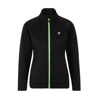 Fila Zip-throughs, female, Black, Size: S Polyester Sweatshirt with Ribbed Hem and Cuffs