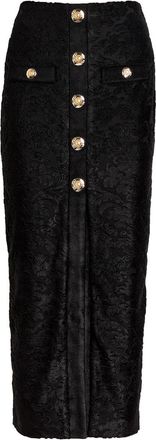 Balmain Embellished Flocked Terry Midi Skirt - Black - 44 (UK16 / XL)
