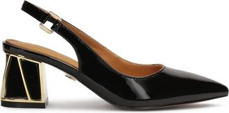 Kazar Gelakte pumps met open hiel en versierde hiel - Dames - Pumps - Zwart - 38 EU - Leer - Schoenen