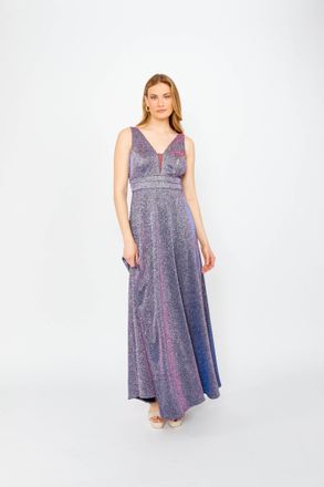 Frank Lyman Design Floor Length A-Line Dress In Silver/blue
