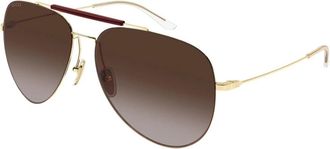 Gucci Aviator Zonnebril - Heren - Zonnebrillen - Geel - 60 MM - Accessoires