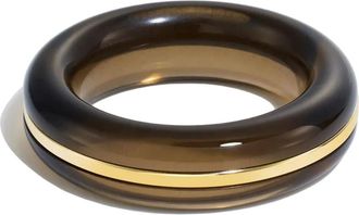 By Pariah 14kt gouden ring met kwarts - Bruin