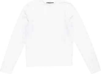 Acne Studios Tops, Dames, Wit, L, Stijlvol Grafisch Print T-shirt