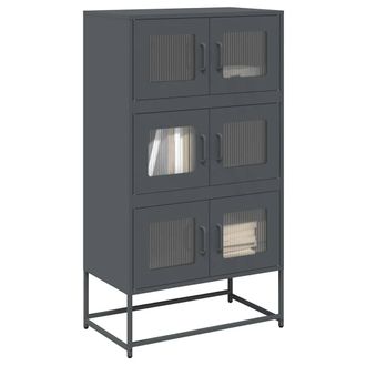 Berkfield Home Highboard Anthracite 68x39x123 cm Steel in Black | Size: 68 x 39 x 123 cm