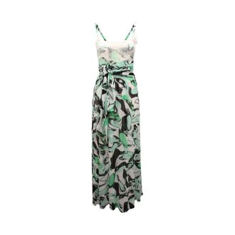 Pinko Bachata Georgette Jurk - Dames - Maxi kleedjes - Groen - S - Kleedjes