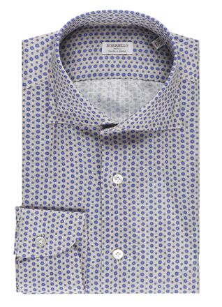 Borriello Beige Floral Print Linen Shirt