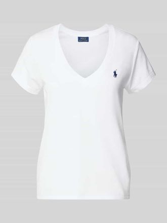 Polo Ralph Lauren T-Shirt mit Label-Stitching in Weiss, Gr&ouml;&szlig;e L