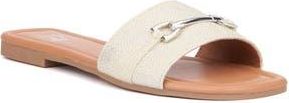 New York & Company Naia Slide Sandal in Silver Linen at Nordstrom Rack, Size 10