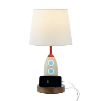 Jonathan Y Designs Houston 17.5 Coastal Style Iron/Resin Rocket LED Kids Table Lamp with Phone Stand and USB Charging Port, Multi-Color at Nordstrom