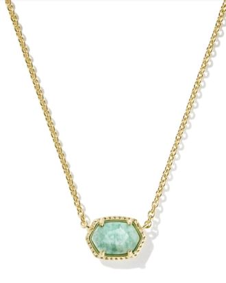 Kendra Scott Womens Daphne Frame Short Pendant Necklace In Gold Teal Amazonite