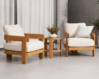 Castlery Eden Outdoor Lounge Chair Set of 2, Multi Color, Water Repellent, Removable Covers