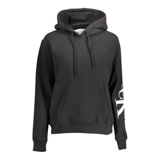 Calvin Klein Sudadera con Capucha de Algod&oacute;n con Estampado Central - Sweatshirts & Hoodies - Mujer - Negro - L