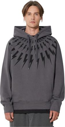 Neil Barrett Fairisle Thunderbolt Hoodie - Heren - Hoodies - Grijs - M - Katoen - Hoodies & sweatvesten