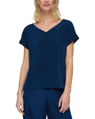 Lafayette 148 New York Wide V-Neck Cuff Sleeve Blouse