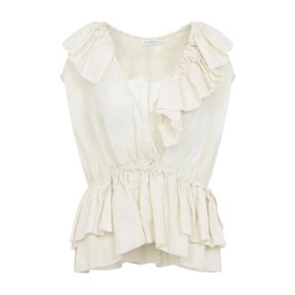 Dries Van Noten Sleeveless Tops, female, Beige, Size: S Cally Bis Top