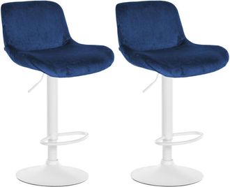 Clp Lote De 2 Taburetes De Bar Solon Blanco Azul Terciopelo