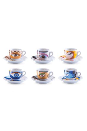 ZELLER PRESENT Tassenset, Mehrfarbig, Keramik, 12-teilig, 32x13x9 cm, Geschirr, Tassen, Tassen Sets