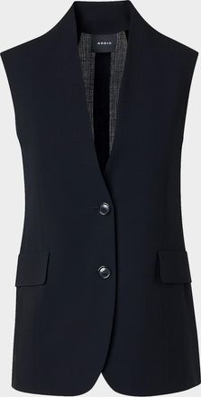 Akris Martina Cool Wool Single-Breasted V-Neck Vest