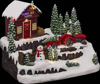 F&eacute;&eacute;ric Lights & Christmas F&eacute;&eacute;ric Lights And Christmas - Pueblo De Navidad Mu&ntilde;eco De Nieve Tractor Musical 10 Led + Transformador - Feeric Lights & Christmas