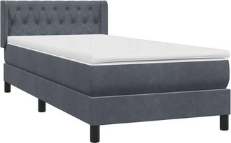 vidaXL Cama Box Spring Con Colch&oacute;n Terciopelo Gris Oscuro 90x220 Cm Vidaxl