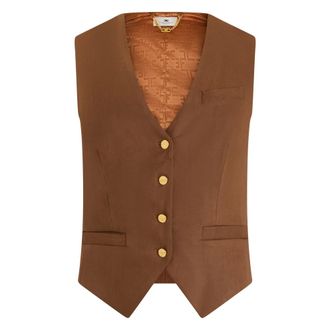 Elisabetta Franchi Vests, female, Brown, Size: XS Vest with V-neck