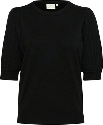 Kaffe KAlone Knit Pullover 1/2 SL Strik - Dames - Ronde hals truien - Zwart - XS - Truien & Vesten