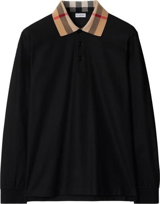 Burberry Check Collar Cotton Polo Shirt