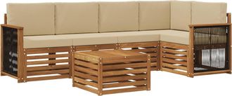 vidaXL Conjunto De Sof&aacute;s De Exterior 6 Uds. Natural Vidaxl