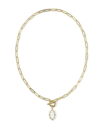 Kendra Scott Womens Elisa Enamel Link And Chain Necklace In White Mother-Of-Pearl