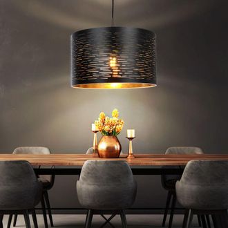 Globo Lighting Lampada a sospensione lampada a sospensione lampada da soggiorno lampada a sospensione plafoniera rotonda illuminazione nero oro, plastica metallo, d