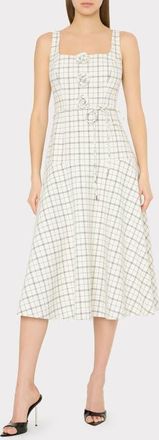 Milly Mira Plaid Midi Dress in White/Black at Nordstrom, Size 12