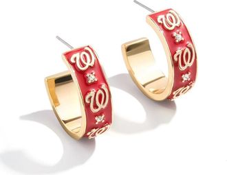 WEAR by Erin Andrews x BaubleBar Washington Nationals Enamel Hoop Earrings in Gold at Nordstrom
